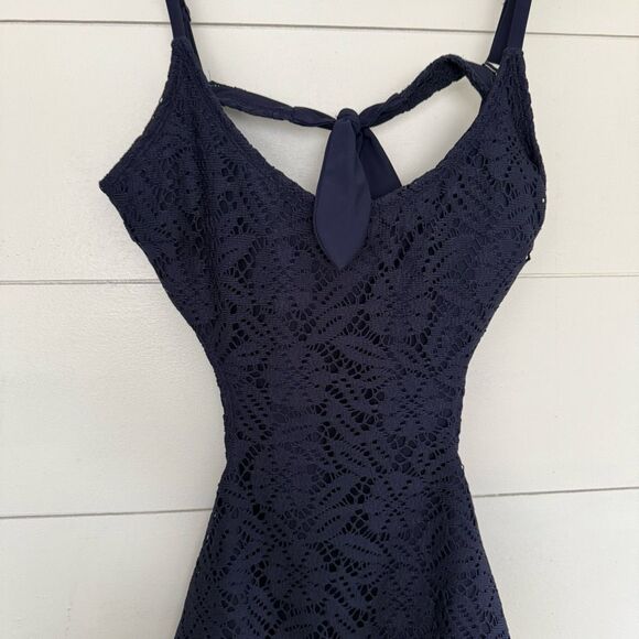 Aerie Women’s XL Navy Blue Lace Patterned One Piece Swim New - Picture 2 of 5